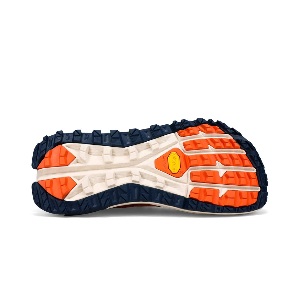 Outsole of the right shoe from a pair of Altra Men's Olympus 5 Running Shoes in the Burnt Orange colourway (7980551176354)
