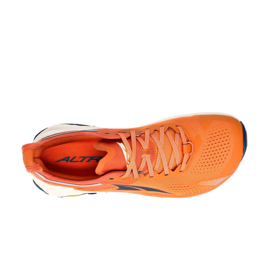 The upper of the right shoe from a pair of Altra Men's Olympus 5 Running Shoes in the Burnt Orange colourway (7980551176354)