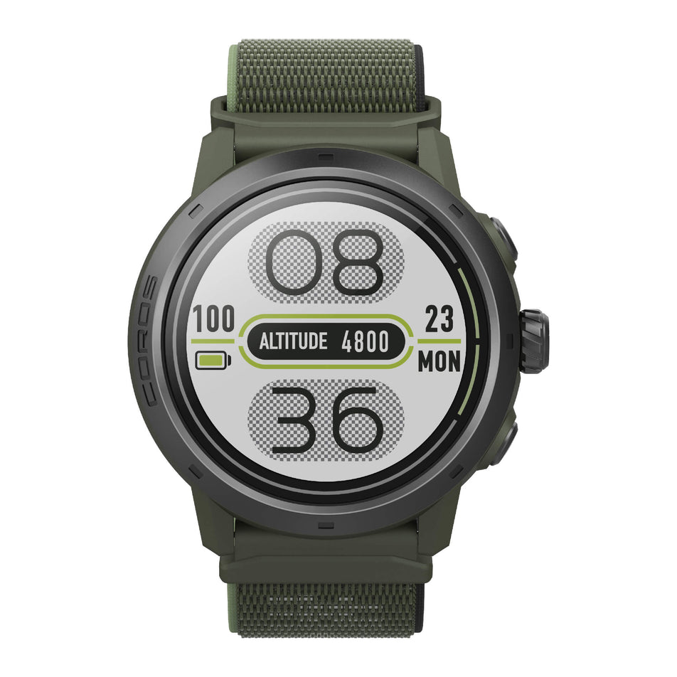 Front view of a COROS APEX 2 Pro GPS Outdoor Watch in the green colourway. (7926847668386)