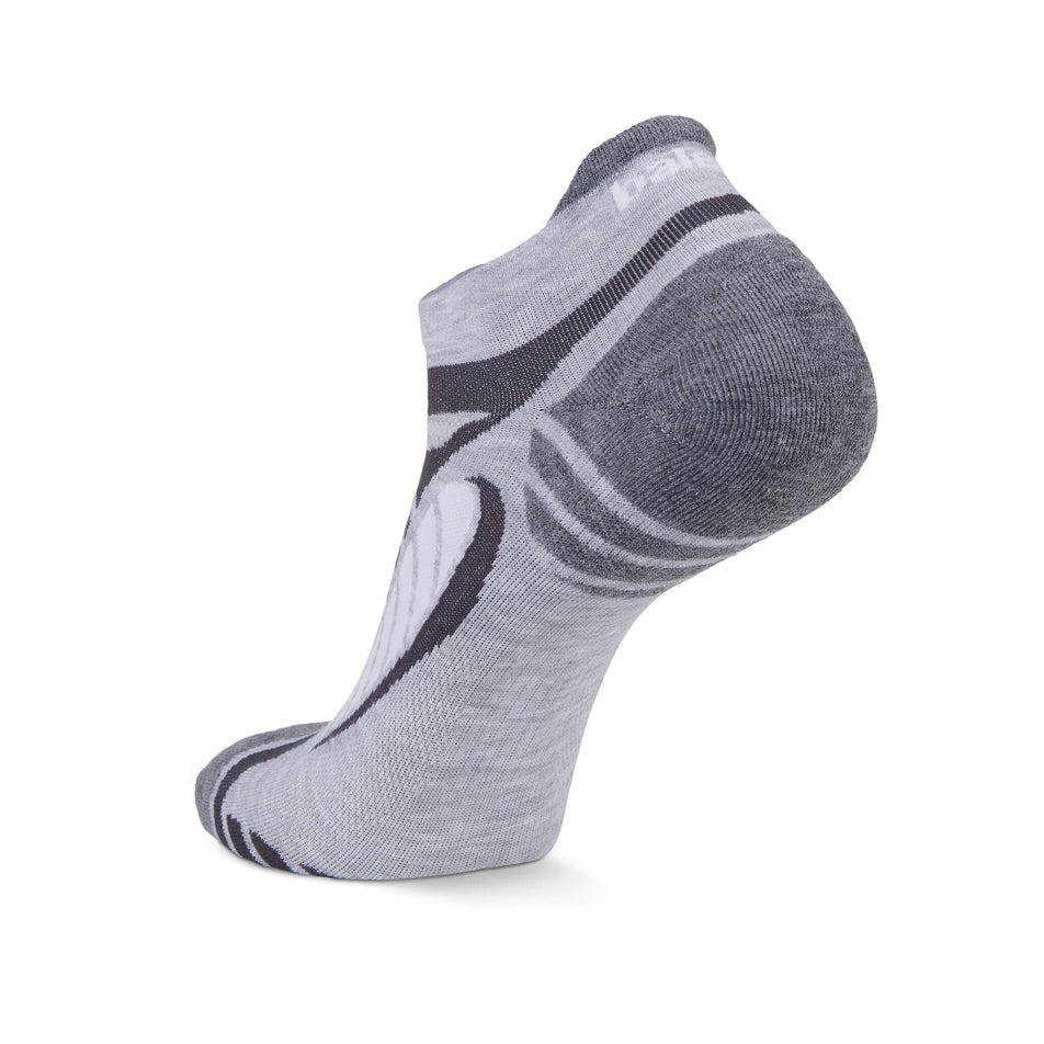 The left sock from a pair of Balega Unisex Ultra Light Running Socks in the Grey/White colourway. (8313577242786)