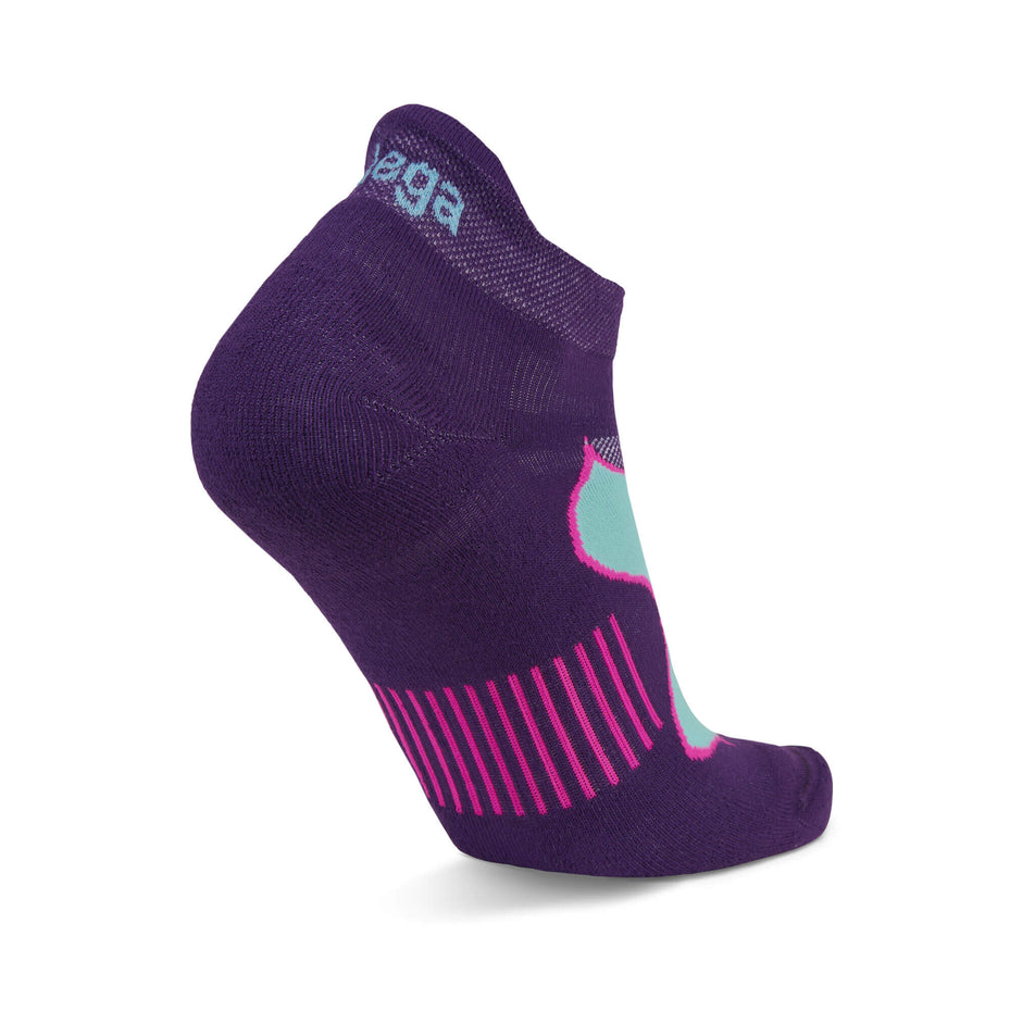 The left sock from a pair of Balega Women's Enduro No Show Running Socks in the Purple/Watermelon colourway (8500077396130)