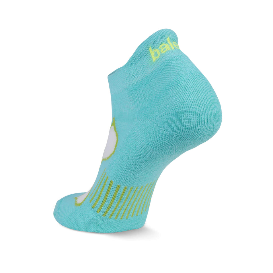 The left sock from a pair of Balega Women's Enduro No Show Running Socks in the Turquoise/Lime Punch colourway (8381807394978)