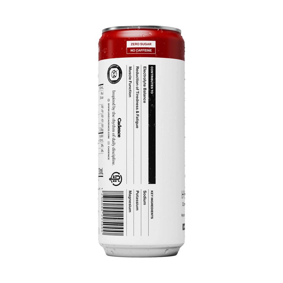 The ingredients list of the Cadence Core Hydration Drink in the Cola flavour.