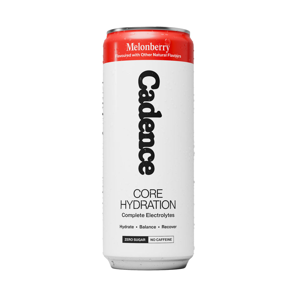 A can of Cadence Core Hydration Drink in the Melonberry flavour.