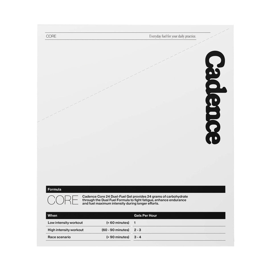 The back of a Cadence Core Gel in the Original flavour (8778445029538)