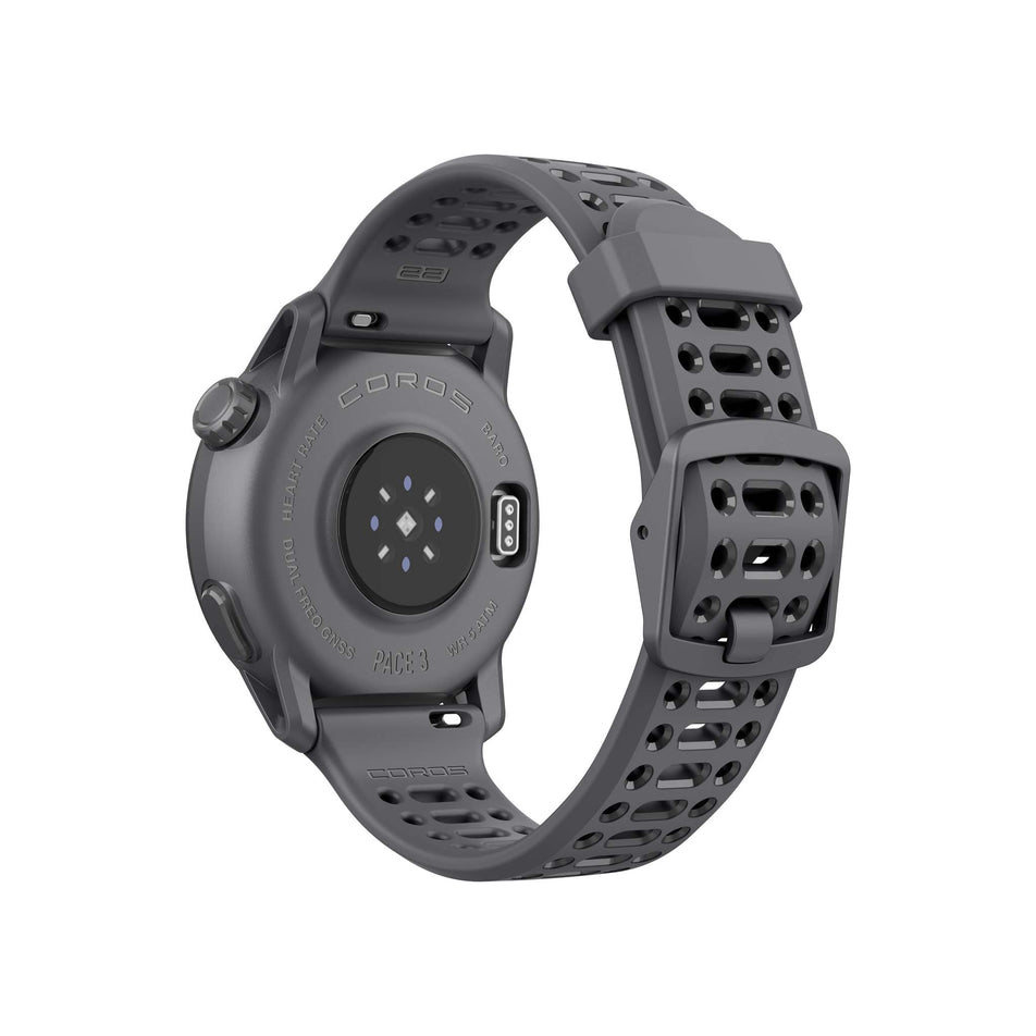 Back view of a COROS PACE 3 GPS Sport Watch with Silicone Band in the Black colourway (8053071347874)