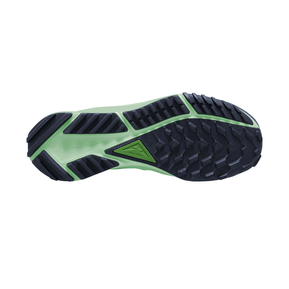 Medial side of the right shoe from a pair of Nike Women's Pegasus Trail 4 Trail Running Shoes in the Thunder Blue/Lt Armory Blue-Chlorophyll colourway (8157776347298)