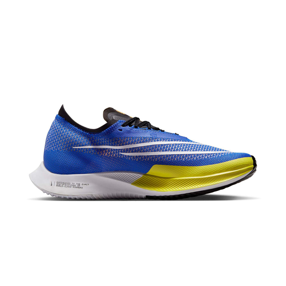 Medial side of the left shoe from a pair of Nike Men's Streakfly Road Racing Shoes in the Racer Blue/White-Black colourway (7970596716706)