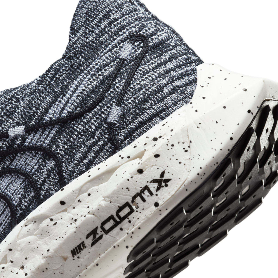 Lateral side of the back of the left shoe from a pair of Nike Women's Pegasus Turbo Road Running Shoes in the Black/White colourway (7979317690530)