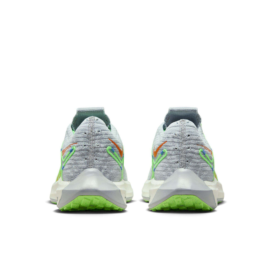 The back of a pair of Nike Women's Pegasus Turbo Road Running Shoes in the Pure Platinum/Bright Mandarin-Wolf Grey colourway (8049401626786)