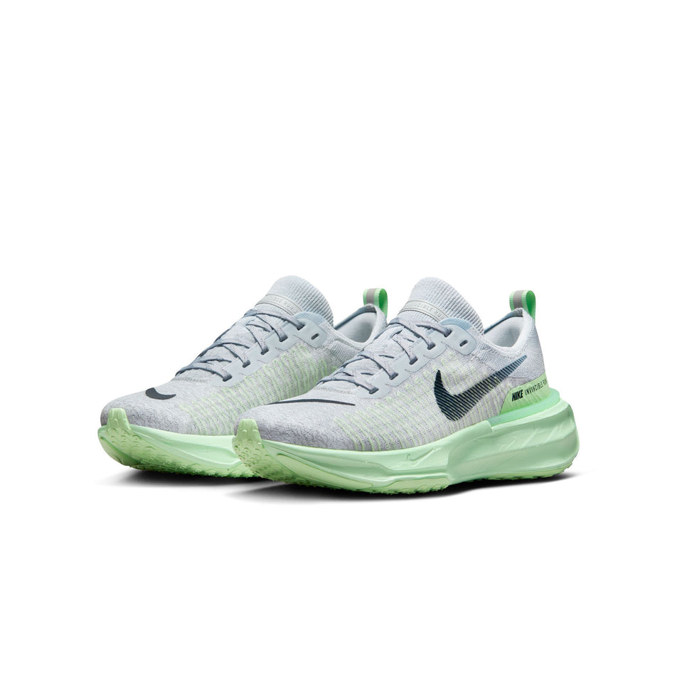 A pair of Nike Women's Invincible 3 Road Running Shoes in the Pure Platinum/Dark Obsidiancool Grey colourway.
(8503185604770)