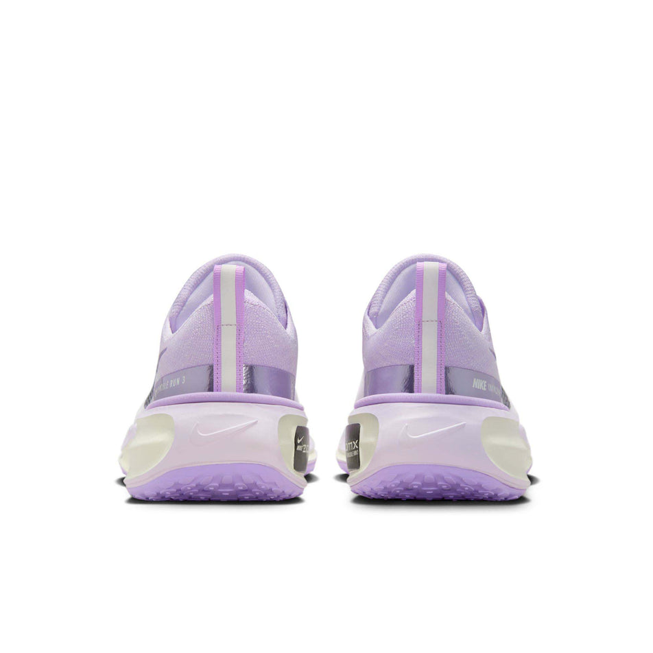The back of a pair of Nike Women's Invincible 3 Road Running Shoes in the Barely Grape/Black-Lilac Bloom-Sail colourway (8215809720482)