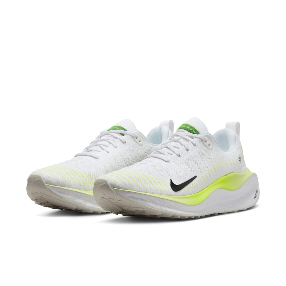 A pair of Nike Men's Infinity RN 4 Road Running Shoes in the White/Black-LT Lemon Twist-Volt colourway (7979596644514)