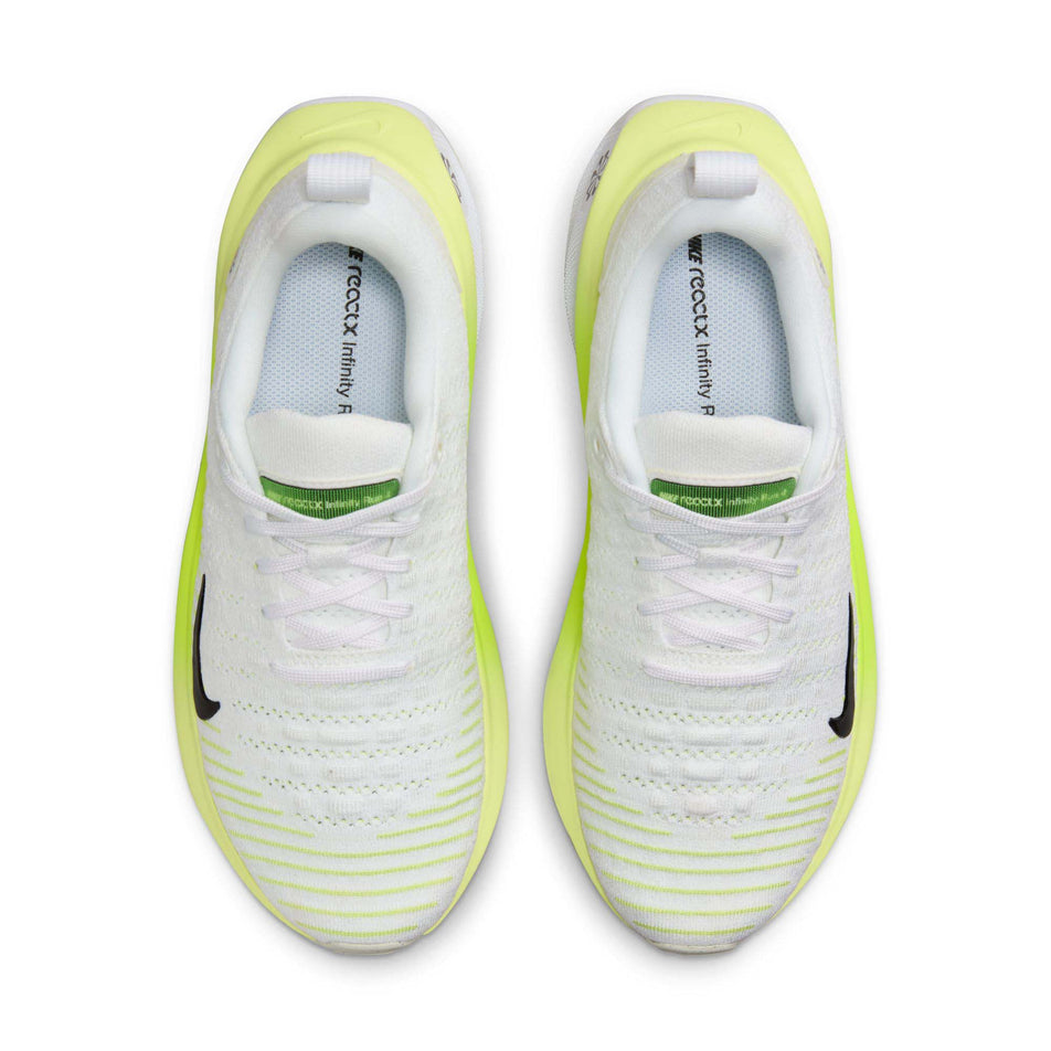 The uppers on a pair of Nike Women's Infinity RN 4 Road Running Shoes in the White/Black-LT Lemon Twist-Volt colurway (7979397054626)
