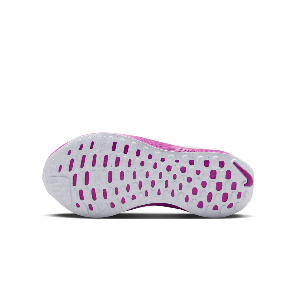 The outsole on the left shoe from a pair of Nike Women's InfinityRN 4 Road Running Shoes in the White/Mtlc Red Bronze-Hot Fuchsia colourway. (8503733452962)