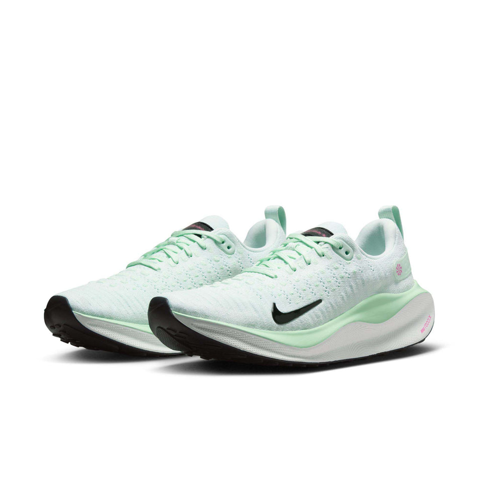A pair of Nike Women's Infinity RN 4 Road Running Shoes in the Barely Green/Black-Vapor Green colourway (8215815946402)