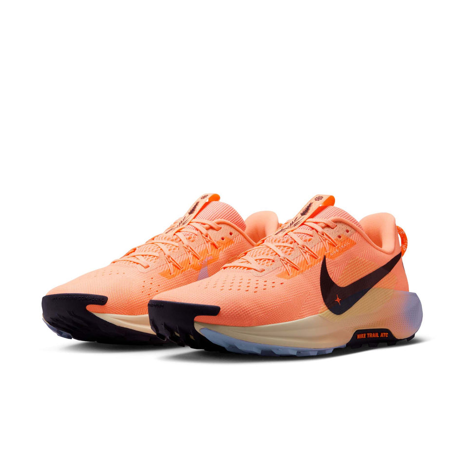 A pair of Nike Men's Pegasus Trail 5 Trail Running Shoes in the Orange Pulse/Black-Ghost-Alabaster colourway. (8754907578530)