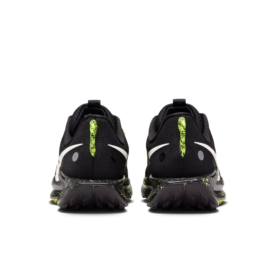 The back of a pair of Nike Women's Pegasus Trail 5 Running Shoes in the Black/Phantom-Volt Ice colourway.