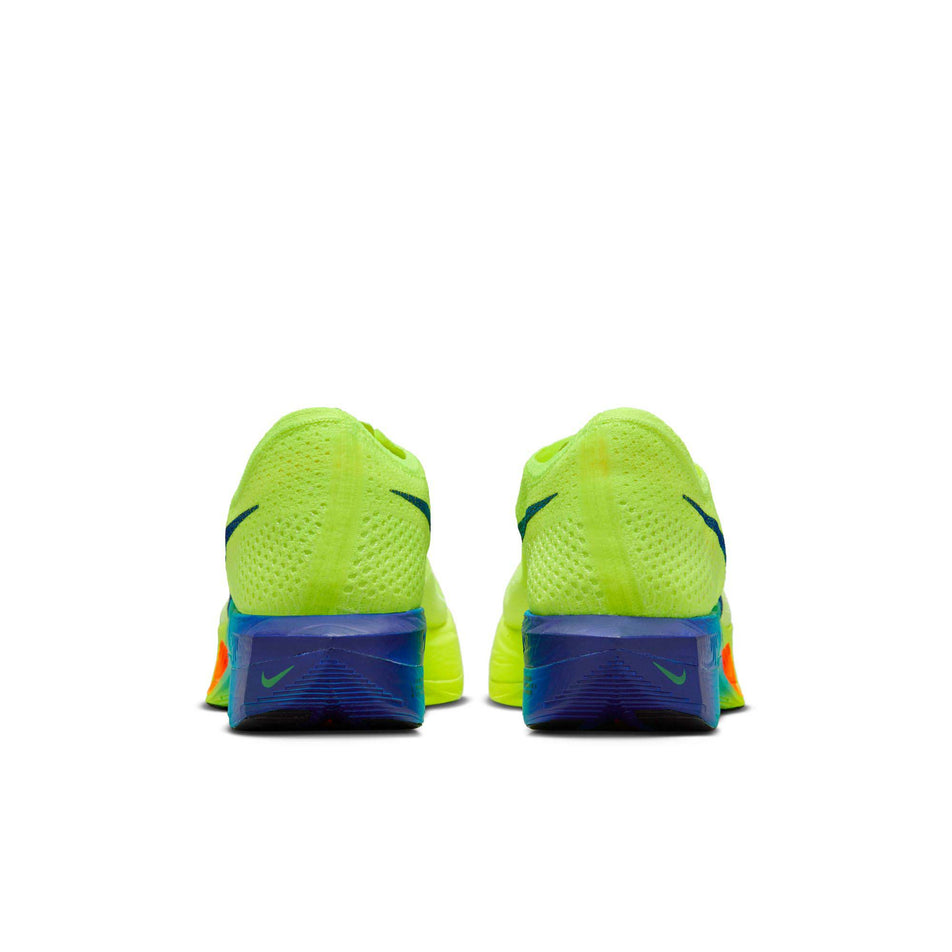 The back of a pair of Nike Men's Vaporfly 3 Road Racing Shoes in the Volt/Black-Scream Green-Barely Volt colourway (8185960988834)