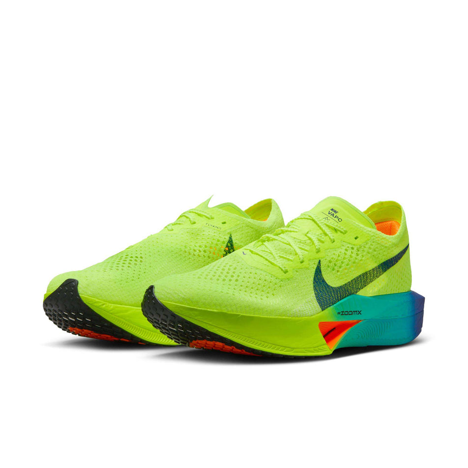 A pair of Nike Men's Vaporfly 3 Road Racing Shoes in the Volt/Black-Scream Green-Barely Volt colourway (8185960988834)