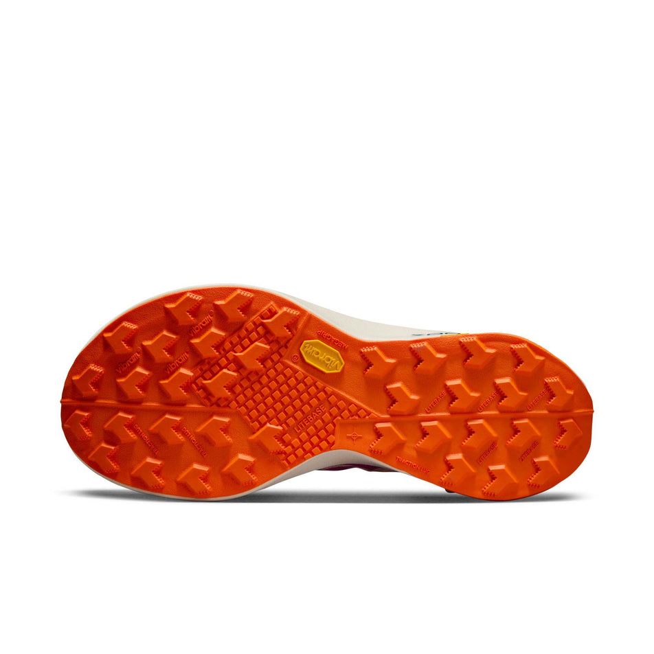Outsole of the left shoe from a pair of Nike Men's Ultrafly Trail Running Shoes in the White/Deep Jungle-Safety Orange (8059803205794)