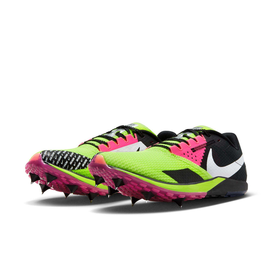 A pair of Nike Unisex Rival XC 6 Cross-Country Spikes in the Volt/White-Black-Hyper Pink colourway (8064173211810)