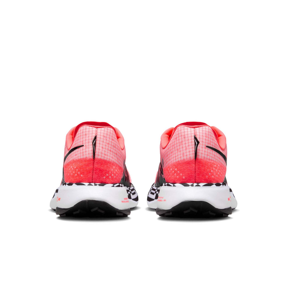 The back of a pair of Nike Women's Ultrafly Trail Racing Shoes in the Bright Crimson/Black-White colourway (8399037431970)