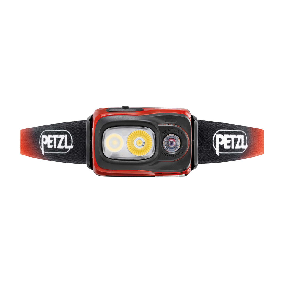 Front view of a Petzl SWIFT RL Head Torch in the Orange colourway (8065363247266)