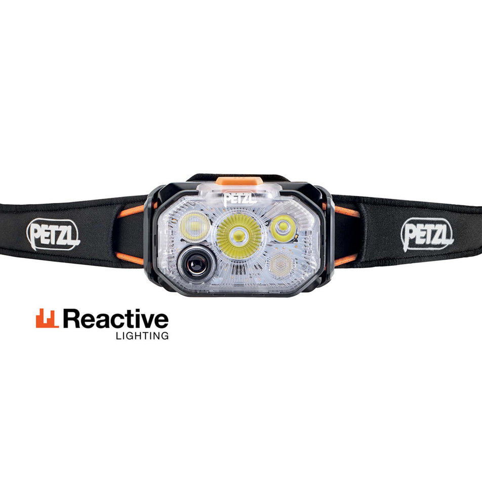 The Petzl SWIFT® RL Head Torch in the Black/Orange colourway.