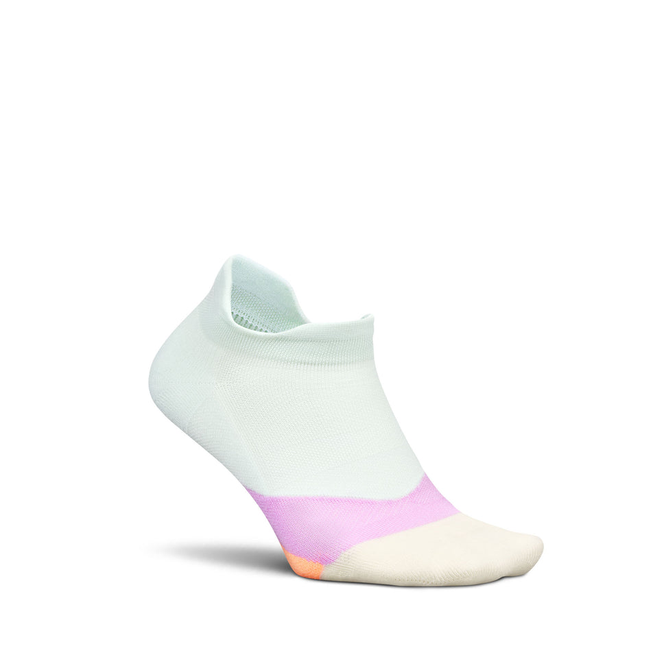 Lateral view of the right sock from a pair of Feetures Unisex Elite Light Cushion No Show Tab in the Crisp Mint colourway.(8739698901154)