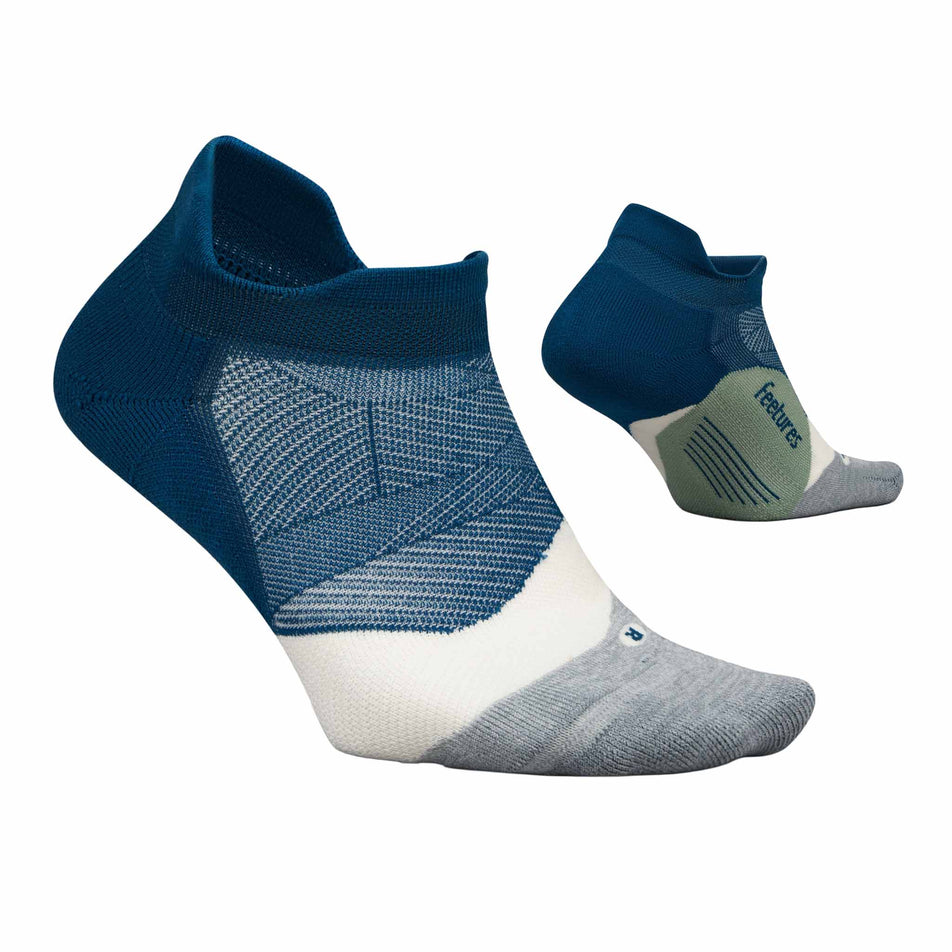 A pair of Feetures Unisex Elite Light Cushion No Show Tab in the Midnight Woods colourway. (8739850322082)