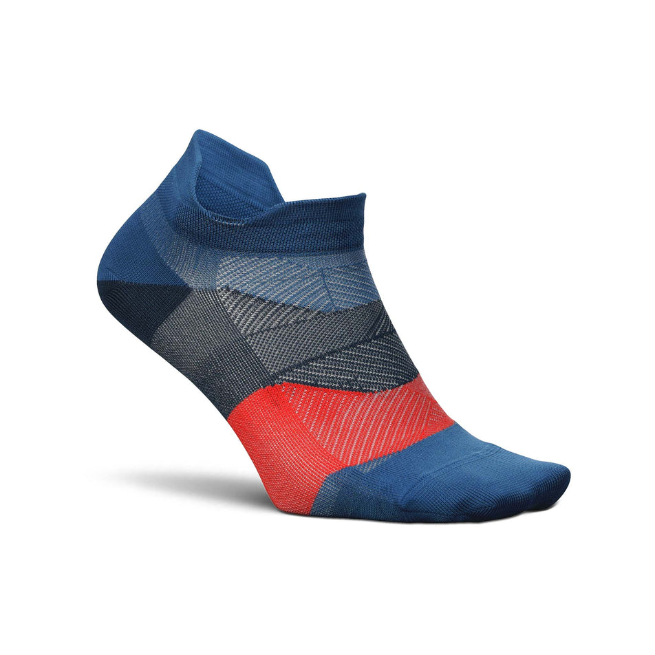 Lateral side of the right sock from a pair of Feetures Unisex Elite Ultra Light No Show Tab running socks in the Atmospheric Blue colourway (8149327904930)
