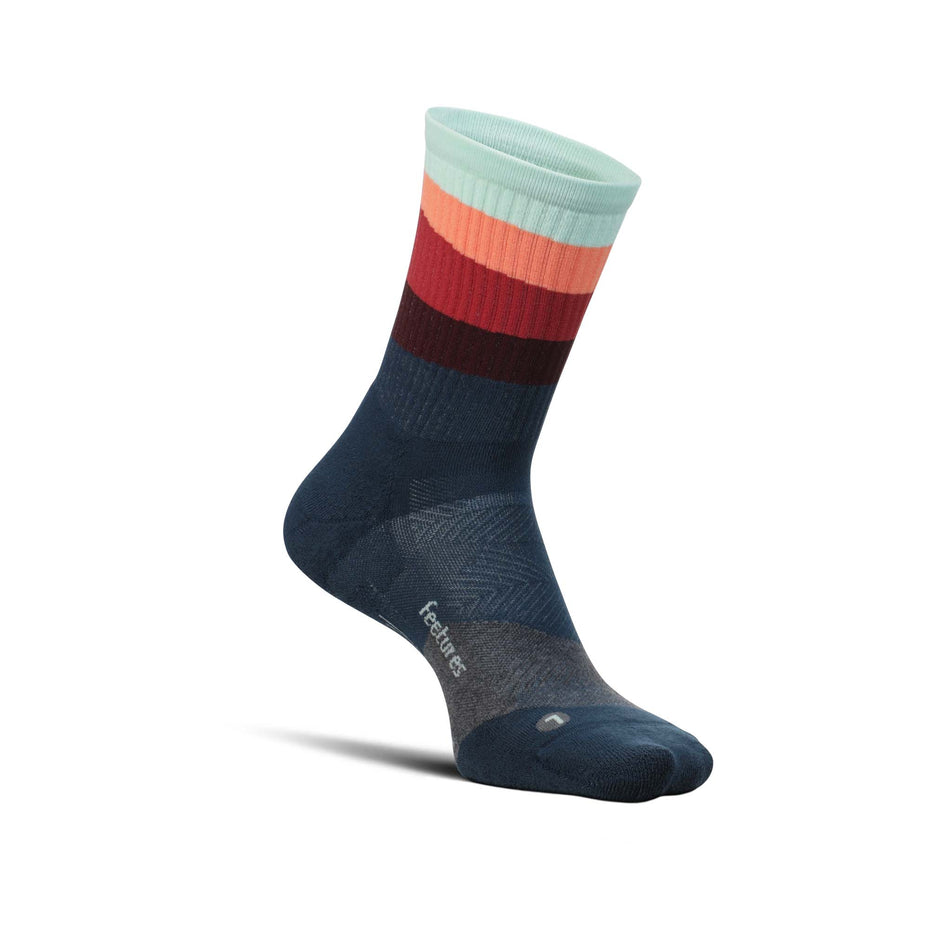 Medial side of the left sock from a pair of Feetures Unisex Trail Max Cushion Mini Crew Running Socks in the Ascent Navy colourway (8025235194018)