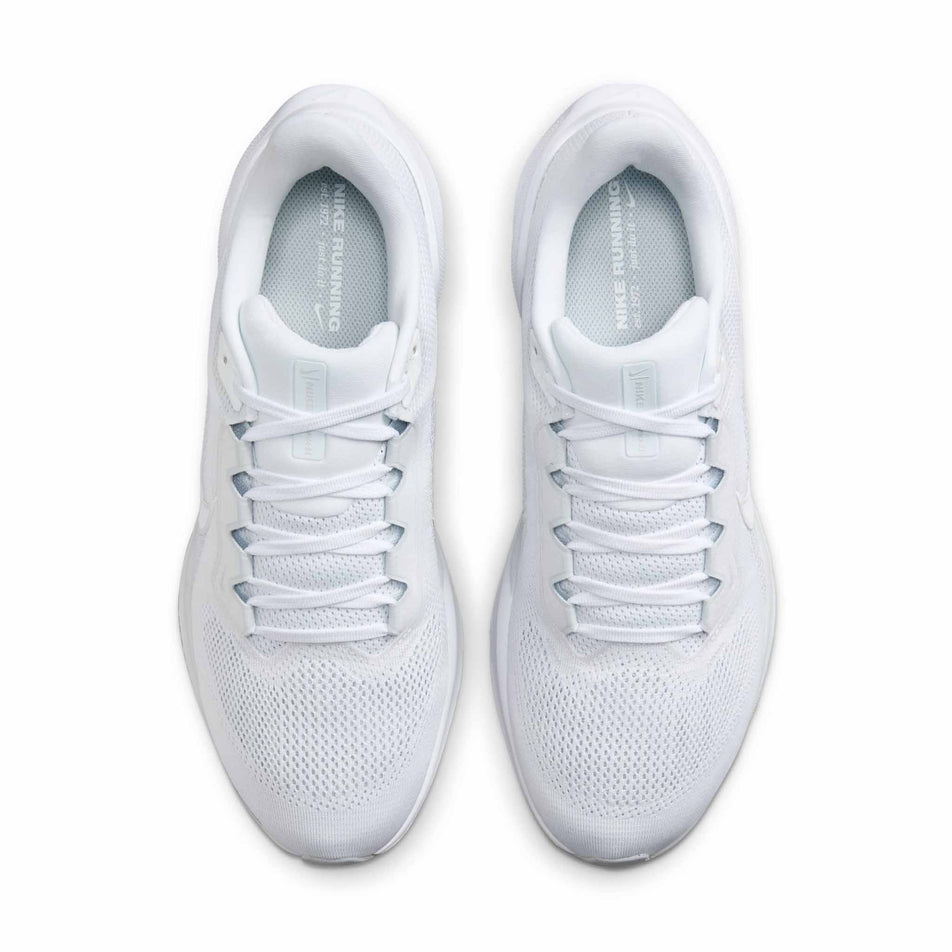 The uppers of a pair of Nike Men's Pegasus 41 Road Running Shoes in the White/White-Pure Platinum colourway. (8684390776994)