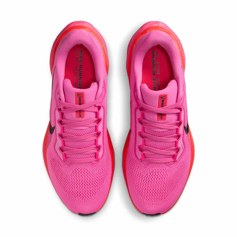 The uppers of a pair of Nike Women's Pegasus 41 Road Running Shoes in the Playful Pink/Off Noir-Hyper Pink colourway. (8686785986722)