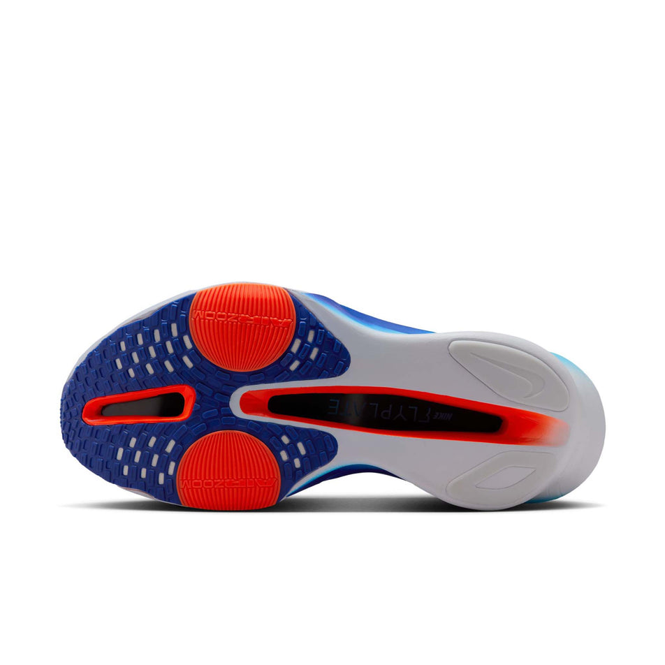 The outsole of the left shoe from a pair of Nike Men's Alphafly 3 Road Racing Shoes in the Football Grey/Blue Void-Ghost colourway. (8613774229666)