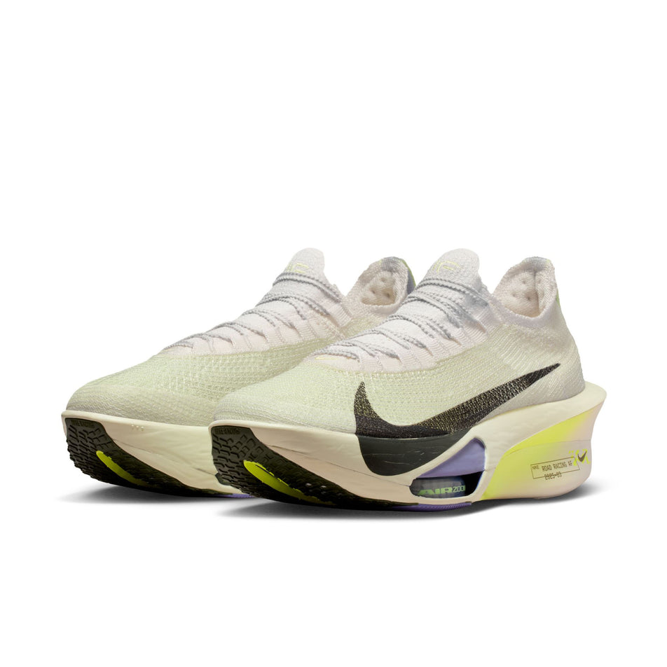 A pair of Nike Men's Alphafly 3 Road Racing Shoes in the Phantom/Sequoia-Ultralime-Citron Tint colourway.