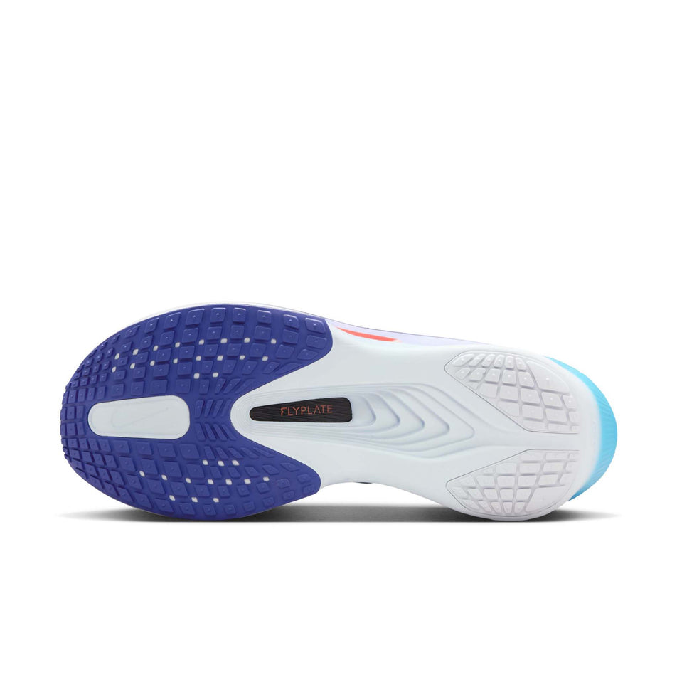 The outsole of the left shoe from a pair of Nike Men's Zoom Fly 6 Road Running Shoes in the Ghost/Blue Void-Football Grey colourway. (8613900320930)