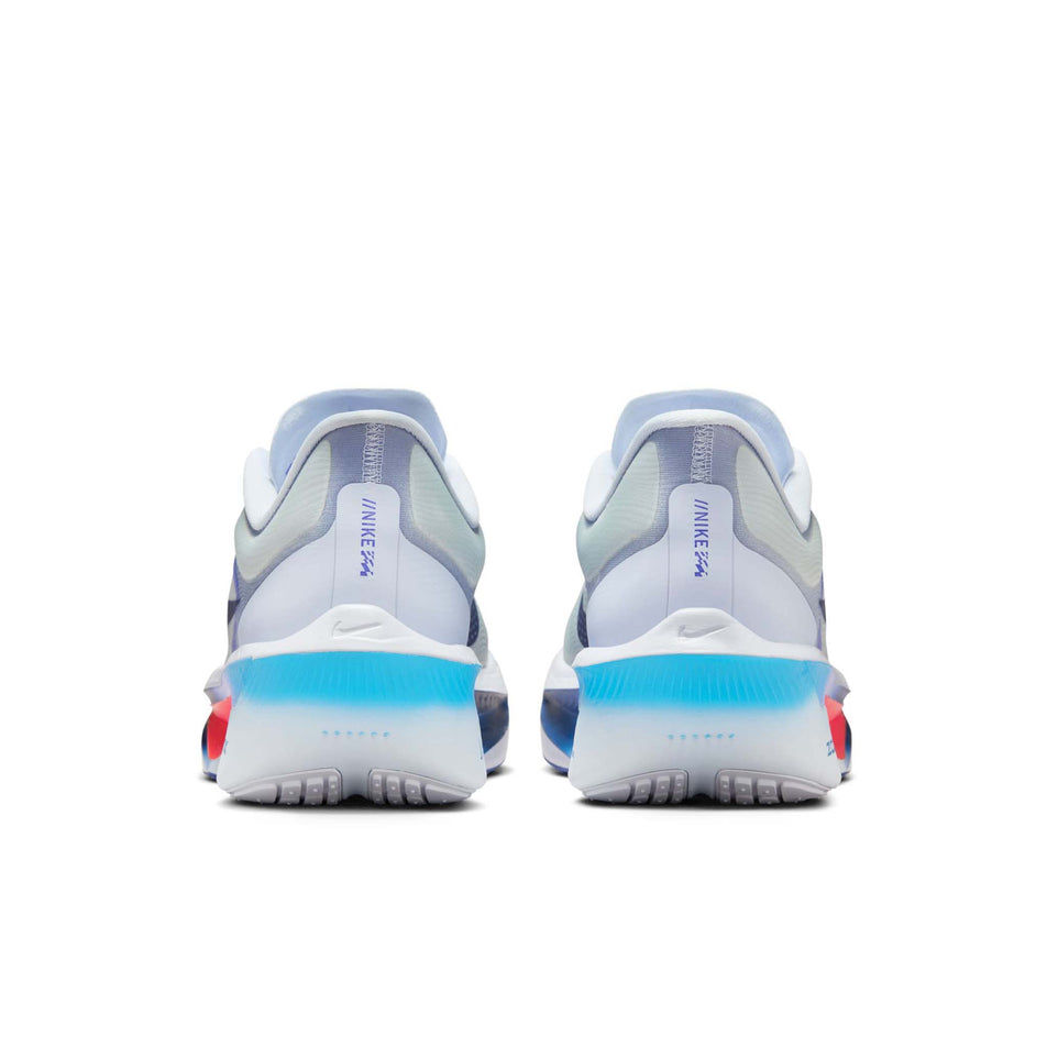 The back of a pair of Nike Men's Zoom Fly 6 Road Running Shoes in the Ghost/Blue Void-Football Grey colourway. (8613900320930)