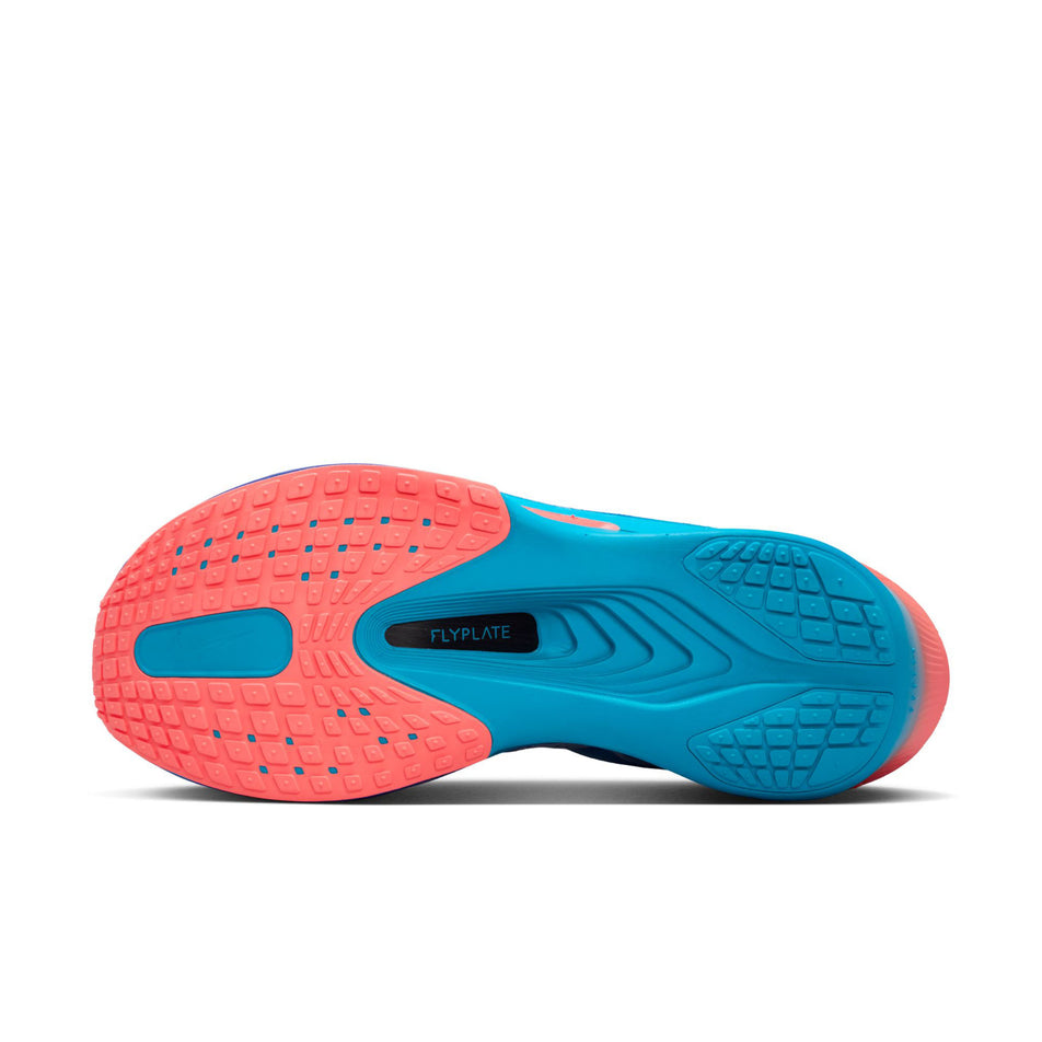 The outsole of the left shoe from a pair of Nike Men's Zoom Fly 6 Road Running Shoes in the Racer Blue/White-Blue Lightning colourway.