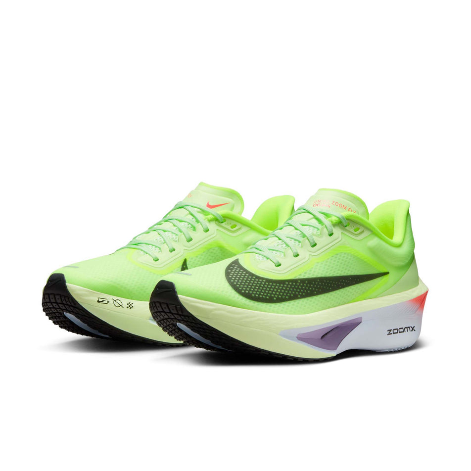 A pair of Nike Women's Zoom Fly 6 Road Running Shoes in the Barely Volt/Off Noir-Volt-Blue Tint colourway. (8614606995618)