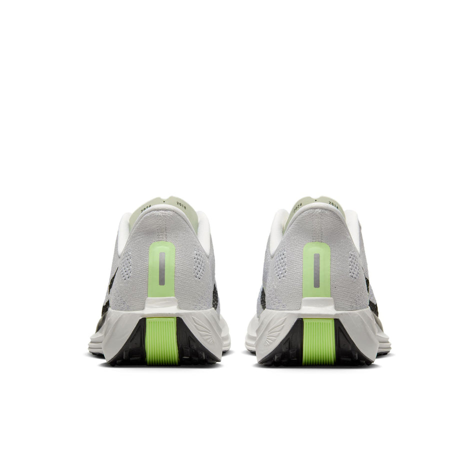 The back of a pair of Nike Women's Pegasus Plus Road Running Shoes in the Platinum Tint/Black-Pure Platinum colourway. (8724633059490)