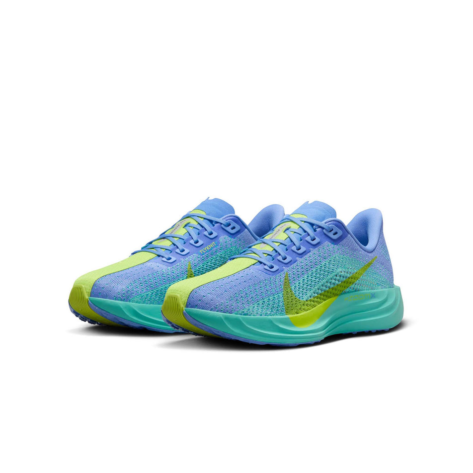 A pair of Nike Women's Pegasus Plus Road Running Shoes in the Royal Pulse/Cyber-Green Frostblack colourway. (8503177937058)