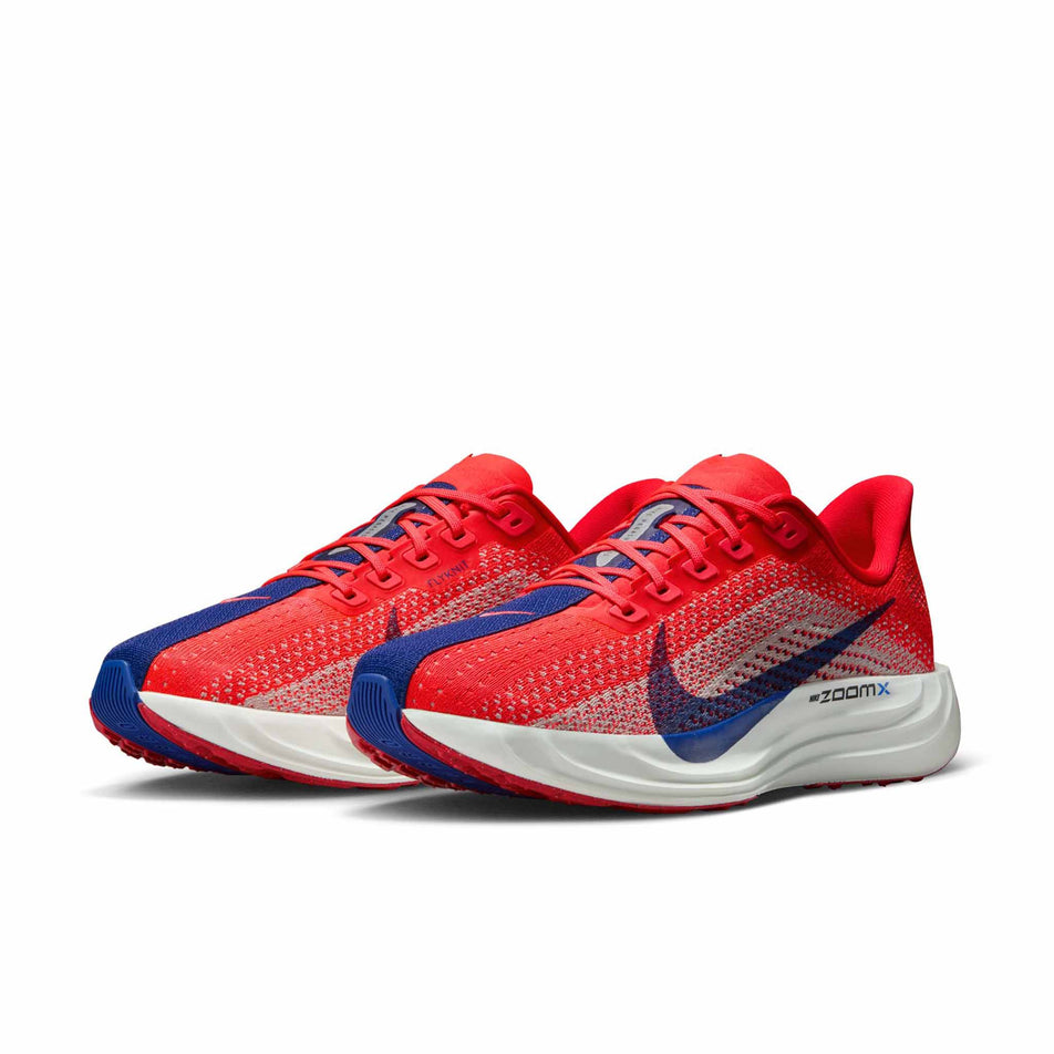 A pair of Nike Women's Pegasus Plus Road Running Shoes in the Bright Crimson/Deep Royal Blue-Silt colourway. (8686778581154)