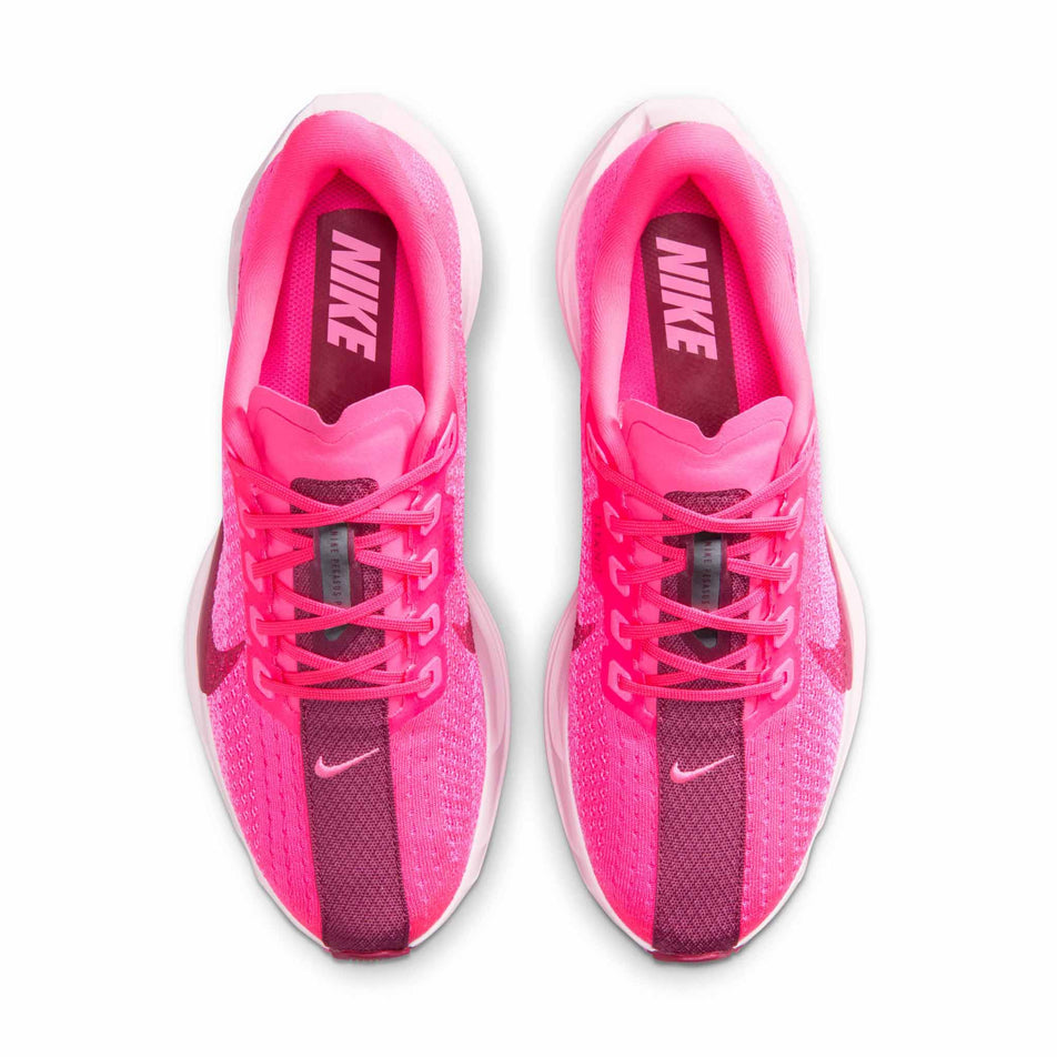 The uppers of a pair of Nike Women's Pegasus Plus Road Running Shoes in the Hyper Pink/Sweet Beet-Playful Pink colourway. (8756146241698)