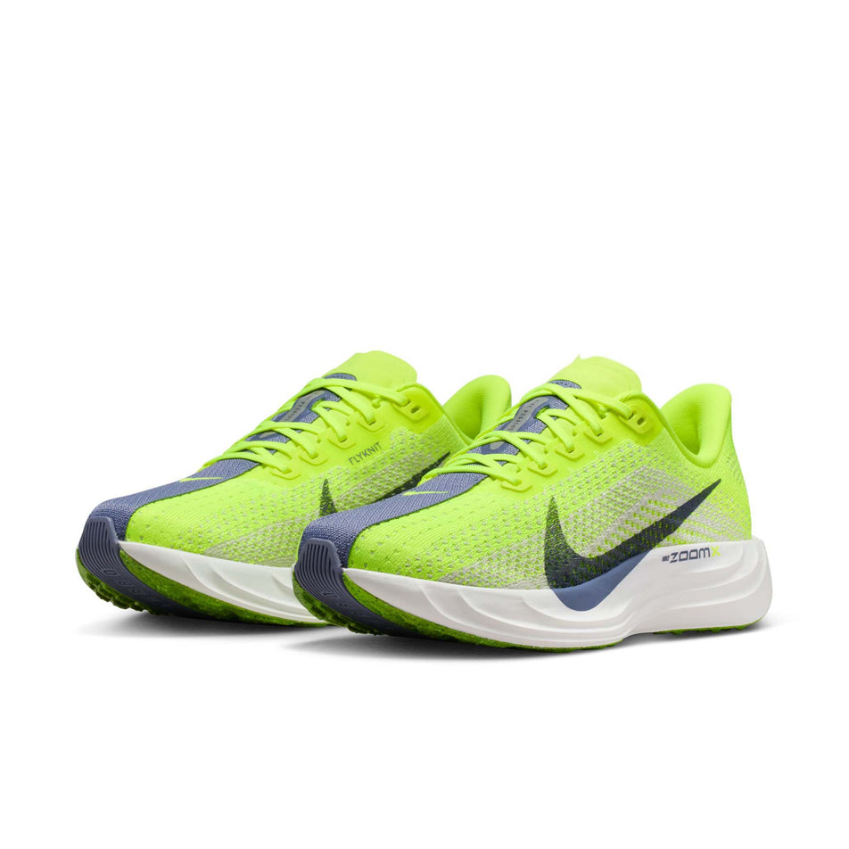 A pair of Nike Women's Pegasus Plus Road Running Shoes in the Volt/World Indigo-Platinum Tint-White colourway. (8756150173858)