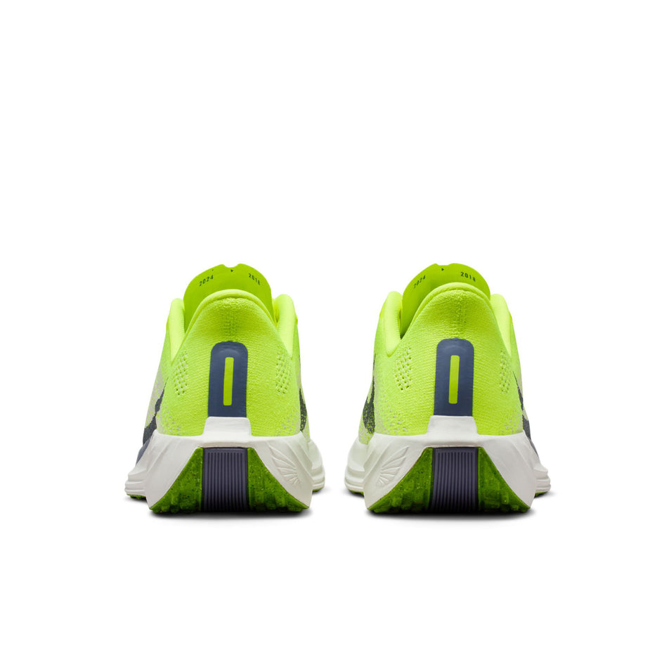 The back of a pair of Nike Women's Pegasus Plus Road Running Shoes in the Volt/World Indigo-Platinum Tint-White colourway. (8756150173858)