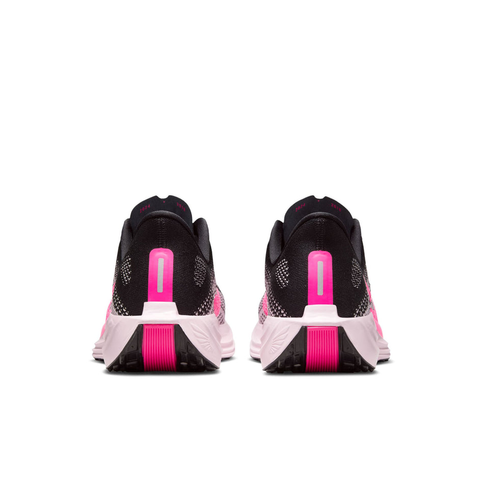 The back of a pair of Nike Men's Pegasus Plus Road Running Shoes in the Black/Hyper Pink-Pink Foam colourway. (8791545610402)
