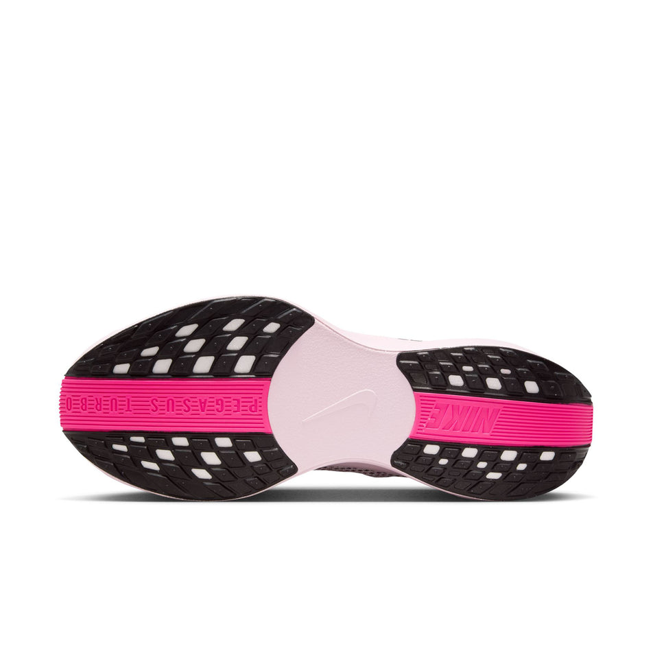 The outsole of the left shoe from a pair of Nike Men's Pegasus Plus Road Running Shoes in the Black/Hyper Pink-Pink Foam colourway. (8791545610402)