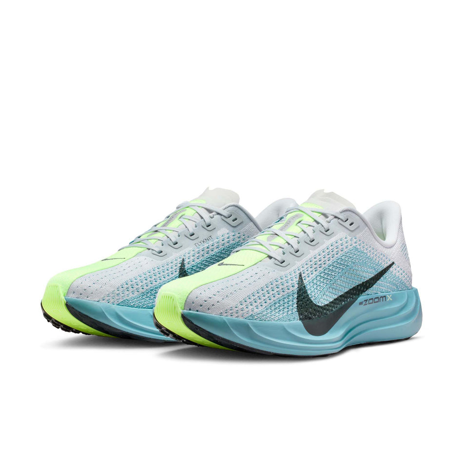 A pair of Nike Men's Pegasus Plus Road Running Shoes in the Pure Platinum/Seaweed-Denim Turquoise colourway. (8754770018466)